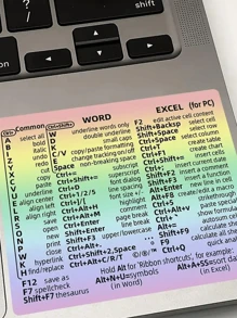 2 pièces Autocollant De Référence De Raccourci De Clavier Pour Ordinateur Portable, Étiquettes D'instructions De Fonction Pour Ordinateurs - dégradé de couleur - Voir 2