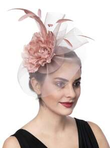 1pc Women's Kentucky Derby Fascinators Tea Party Hat Mesh Floral Feather Hair Clip Fascinator Headwear For Wedding Cocktail - A - View 12