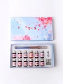Neues Set für romantischen Glasfeder-Tintenstift, mehrteiliges Set in Geschenkbox, Farbverlauf Set, ideal für Geburtstagsgeschenke für Freunde und Klassenkameraden zum Schulanfang Saison