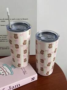 1 件原装熊蕾丝蝴蝶结 20 盎司（600 毫升）不锈钢双层隔热杯、保温杯、咖啡杯、水杯、旅行杯、节日礼物、生日礼物、学生杯、极具吸引力（无吸管）返校 - 彩色 - 查看 11