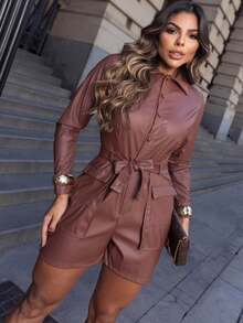 Women Jumpsuits - Coffee Brown - View 1