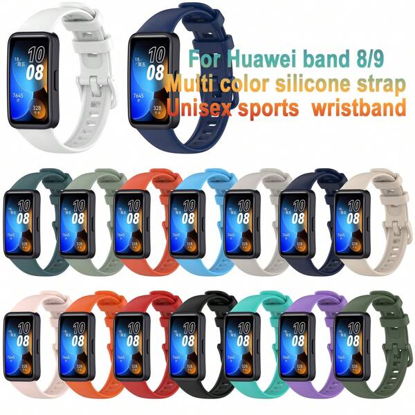 1 pieza Correa de repuesto compatible con Huawei Band 8/9, brazalete de reloj inteligente accesorio de correa de silicona suave compatible con Huawei Band 8/9, correa como regalo para estudiantes que regresan a la escuela
