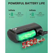 ROCKBROS Mini Bike Pump Electric 150PSI, 32s Fast Inflate Bike Tire Pump With Digigt Guage, Auto-Shutoff Air Pump With Presta And Schrader Valve - Black - View 5