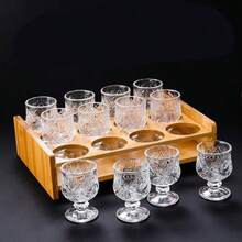 创意复古白葡萄酒杯，金色高脚雕花杯，极具吸引力的迷你高脚杯，适用于烈酒和甜酒，家用 - 多款 - 查看 4