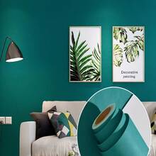 1 rollo de Papel adhesivo removible con textura de tela verde para sala de estar, cocina, dormitorio, dormitorio universitario, renovación de muebles - verde magenta intenso - Ver 8