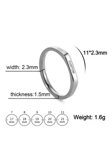Personalized Stainless Steel Customized Flat Cut Ring For Men And Women, With Name And Date, Couple's Commemorative Gift To Send Friends - Silver - View 6