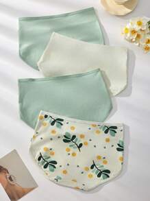 4pcs Women High Waist Soft Printed Briefs, Butt Lifting Comfortable Underwear, Suitable For Plus Size - Multicolor - View 6