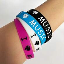 4 colores diferentes Banda de silicona para fiesta de música con la inscripción Yo AMO LA MÚSICA, estilo punk adecuado para adolescentes, tanto hombres como mujeres