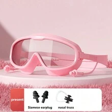 نظارات سباحة 4 قطع تحتوي على ملقط الأنف وسدادات الأذن، نظارات سباحة ضد الماء والضباب المقاومة، نوع سدادات الأذن العالمي لجميع الأجناس لمعدات الغوص والسباحة الاحترافية - نظارات السباحة - مشاهدة 5