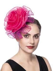 1 件迷人帽子药盒帽鸡尾酒茶会头饰带面纱适合女孩和女士 - 彩色 - 查看 3