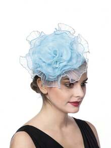 1 件迷人帽子药盒帽鸡尾酒茶会头饰带面纱适合女孩和女士 - 彩色 - 查看 4