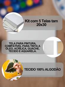 Kit com 5 Quadros Tela Painel De Pintura Artística Tamanho 20x30 Cm