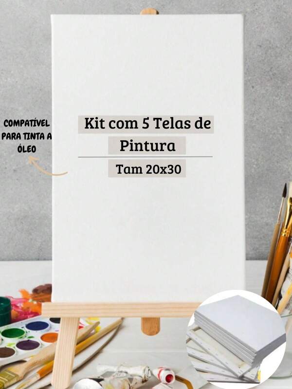 Kit com 5 Quadros Tela Painel De Pintura Artística Tamanho 20x30 Cm