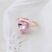 1 Nhẫn trái tim thời trang tương phản dành cho phụ nữ, Nhẫn pha lê thủy tinh, Nhẫn xếp chồng để đeo hàng ngày khi đi nghỉ - hình trái tim - Xem 15