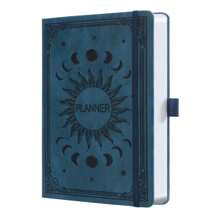 Leather-Bound Undated Daily Planner Notebook, 7-Month A5 Hard Cover, 300 Pages, Weekly & Monthly Planning, Efficiency Log, Designed For ADHD Patients, Concentration & Time Management Aid, Back To School Essential