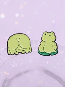 4入組可愛青蛙彩繪徽章設計彩虹旗胸針，動物珠寶禮物，適用於友人 - 綠色 - 查看 5