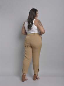 Plus Size Pants - 駝色 - 查看 4