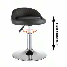 Modern Swivel Stool, Height Adjustable Rolling Beauty Salon Chair With Chrome Base, Salon & Spa Stool - Black - View 4