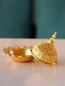 1pc-Vintage Medieval Court Style Tower Incense Diffuser  Arabic Metal Cut-Out Mini Incense Burner - Multicolor - View 5