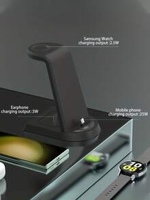 Anirun Fast Wireless Charger, 3 In 1 Wireless Charging Stand Compatible With Samsung Galaxy S24/S23/S22/S21/S20/Note20/10 And Galaxy Watch 6/5 Pro/4/3 - Black - View 3