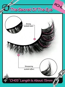 GROINNEYA 5 Pairs False Eyelashes Cat Eye Lashes Manga Lashes Faux Mink Eyelashes Natural Long Winged End Eye Elongated Eyelashes False Eyelashes Eyelashes Extension (CH05) - Black - View 3