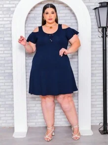 Plus Size Dresses - Azul Marino - Ver 2
