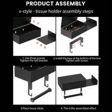1入組帶儲物功能的衛生紙架，帶手機架的衛生紙架，大型4合1濕巾箱配有架子，適用於任何浴室，不銹鋼掛牆式收納架，防銹鋁廁紙架適用於浴室，廚房和房車 - 不銹鋼紙巾盒 - 查看 3