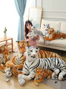 Juguetes de peluche realistas de tigre de 25 cm/9,8 pulgadas, tigre de peluche simulado, tigre salvaje de bosque de peluche suave, almohada de tigre blanco adorable, muñecos de peluche, almohada suave, regalo para niños, decoración de cumpleaños, suministros de fiesta, decoración del hogar, decoración del dormitorio - Multicolor - Ver 10