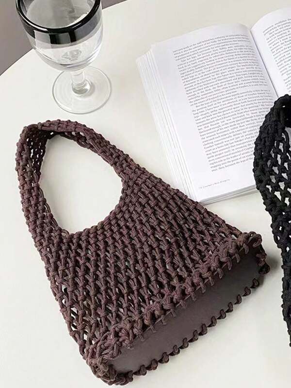 BAILEE 1 Juego de Bolso de poliéster con Fondo de malla de gancho de párpado de unicolor, Ligero y de gran capacidad, Estilo Kawaii y de Moda, Bolso de Playa Adorable para Mujeres, Principiantes y Trabajadores de Cuello Blanco, Regalos para Maestros/Maestras, Jovencitas, Señoras, Días Festivos/Vacaciones/Viajes/Verano/Otoño e Invierno