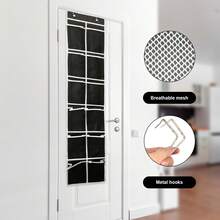 1入掛式鞋收納袋，掛式鞋架收納架12個大型網袋，2個掛鉤式鞋架，適用於家居臥室廚房花園庭院門廊壁櫥 - 黑色 - 查看 3