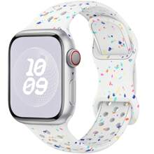 Unbeinst 1pc Asymmetrical Confetti Print Hollow Silicone Watch Band, Breathable Women Sports Strap Compatible With Apple Watch Series 10/9/8/7/6/5/4/3/2/1/Ultra 2/Ultra/SE, Waterproof