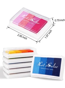 DIY印章墨盒設置漸變色創意橡膠印章手工帳薄相簿剪貼紙裝飾學校文具用品 - 彩色 - 查看 9