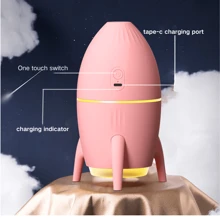 太空火箭迷你USB加濕器空氣加濕迷你加濕器桌面色彩環境燈夜燈，小型加濕器適用於兒童，植物，臥室，辦公室，書桌，嬰兒房，(-太空人) - 彩色 - 查看 5
