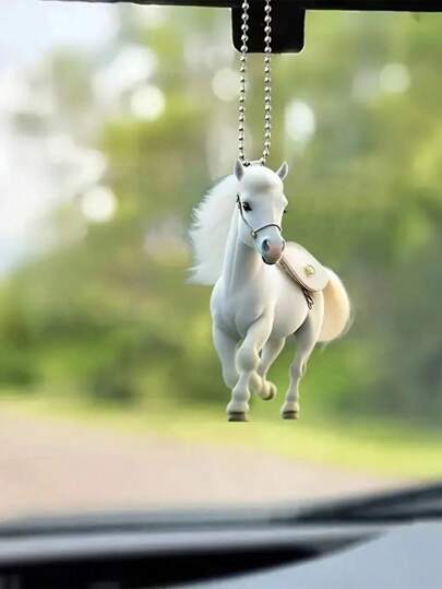1pc New White Horse, Cat & Dog Shaped 2D Acrylic Flat Pendant Ornament, Decorative Accessory For Car, Backpack, Holiday Gift