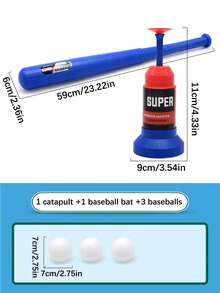 1pc Children's Baseball Toy Progressive Pitching Machine Telescopic Baseball Bat Set, Plastic Ball Sports Fitness Launcher Set For Indoor/Outdoor Play (With 3 Baseballs) - Multicolor - View 8