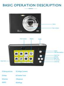 4K Digital Camera Entry-Level Retro-Style Mini CCD Camera With High Definition, High Resolution, Small And Portable Style, Ideal For Students And As A Mini Card Camera