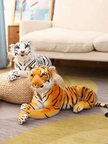 Juguetes de peluche realistas de tigre de 25 cm/9,8 pulgadas, tigre de peluche simulado, tigre salvaje de bosque de peluche suave, almohada de tigre blanco adorable, muñecos de peluche, almohada suave, regalo para niños, decoración de cumpleaños, suministros de fiesta, decoración del hogar, decoración del dormitorio - Multicolor - Ver 2