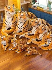 Juguetes de peluche realistas de tigre de 25 cm/9,8 pulgadas, tigre de peluche simulado, tigre salvaje de bosque de peluche suave, almohada de tigre blanco adorable, muñecos de peluche, almohada suave, regalo para niños, decoración de cumpleaños, suministros de fiesta, decoración del hogar, decoración del dormitorio - Multicolor - Ver 4