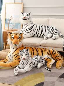 Juguetes de peluche realistas de tigre de 25 cm/9,8 pulgadas, tigre de peluche simulado, tigre salvaje de bosque de peluche suave, almohada de tigre blanco adorable, muñecos de peluche, almohada suave, regalo para niños, decoración de cumpleaños, suministros de fiesta, decoración del hogar, decoración del dormitorio - Multicolor - Ver 3