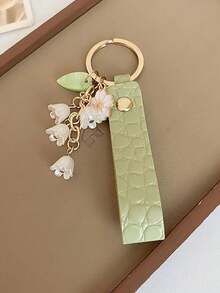 1pc Green Ribbon Lily Clothing Accessory Pendant Keychain Bag Charm Women's Gift - Multicolor - View 7