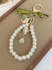 1pc Green Ribbon Lily Clothing Accessory Pendant Keychain Bag Charm Women's Gift - Multicolor - View 6