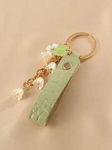 1pc Green Ribbon Lily Clothing Accessory Pendant Keychain Bag Charm Women's Gift - Multicolor - View 9