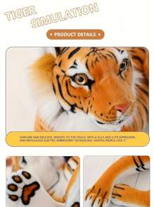 Juguetes de peluche realistas de tigre de 25 cm/9,8 pulgadas, tigre de peluche simulado, tigre salvaje de bosque de peluche suave, almohada de tigre blanco adorable, muñecos de peluche, almohada suave, regalo para niños, decoración de cumpleaños, suministros de fiesta, decoración del hogar, decoración del dormitorio - Multicolor - Ver 8