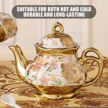 European-Style Tea Set Coffee Cup Saucer Pot Set 6 Pcs Cups 6 Pcs Saucers 6 Pcs Spoons 1 Pc Pot Teapot Teacup With Iron Rack Coffee Cup Rack Cup Holder Household Cup And Saucer Storage Rack For Living Room Table - Multicolor - View 6