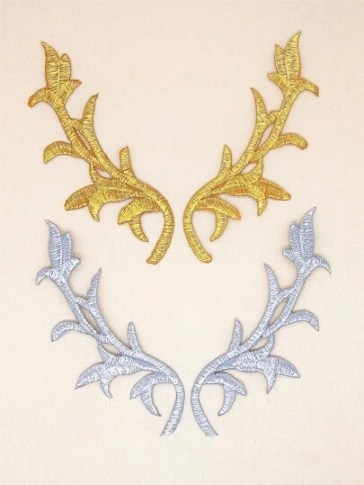 2 件刺绣孔雀羽毛补丁，自粘服装装饰配件，适用于衣服、礼服、包包、帽子