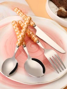 4 chiếc đồ dùng bằng thép không gỉ có tay cầm bằng gốm sứ màu trắng, nhà bếp, quà tặng Giáng sinh - trắng - Xem 10