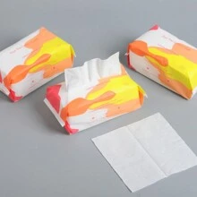 1包/60片一次性柔軟潔膚濕巾用於卸妝、洗臉和護膚，濕/乾雙用面部紙巾 - 黃色 - 查看 6