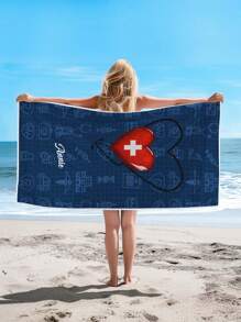 1 Asciugamano da spiaggia personalizzato, Asciugamano da spiaggia con nome personalizzato, Asciugamano da spiaggia per infermieri e medici, 70*140cm, 80*130cm, perfetto per attività all'aperto come spiaggia, viaggio, nuoto, palestra e yoga, Accessori per la spiaggia, Perfetto per uomini e donne, Regalo di anniversario, Regalo di compleanno, Regalo per la festa della mamma, Regalo per la festa del papà, Regalo per il migliore amico, Regalo per la fidanzata / fidanzato - blu - Visualizzare 2