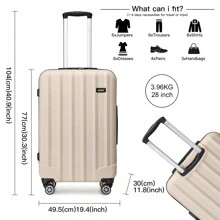 19 Inch Carry On Suitcase 24 Inch And 28 Inch Check-In Luggage Lightweight ABS Trolley Case With Combination Lock And 4 Wheels For Business Travel Men & Women - Beige - View 7