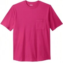 KingSize Men's Big & Tall Shrink-Less Lightweight Pocket Crewneck T-Shirt - 電光粉紅 - 查看 1